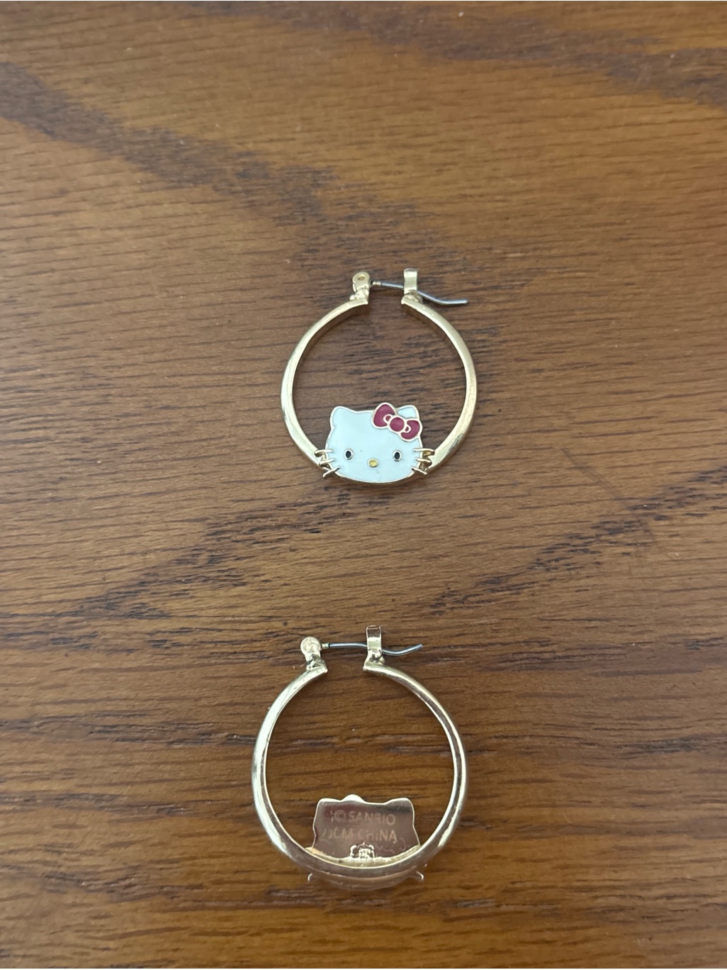 Sanrio Hello Kitty Gold Hoop Earrings With Pink Bow